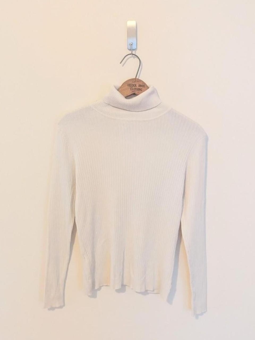 Chico's Cream Ribbed Turtleneck Sweater